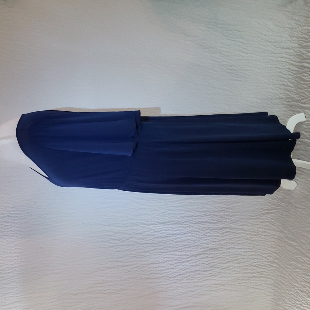 Flowy Dress Dark Blue Dress Flutter Sleeves - Picture 4 of 11